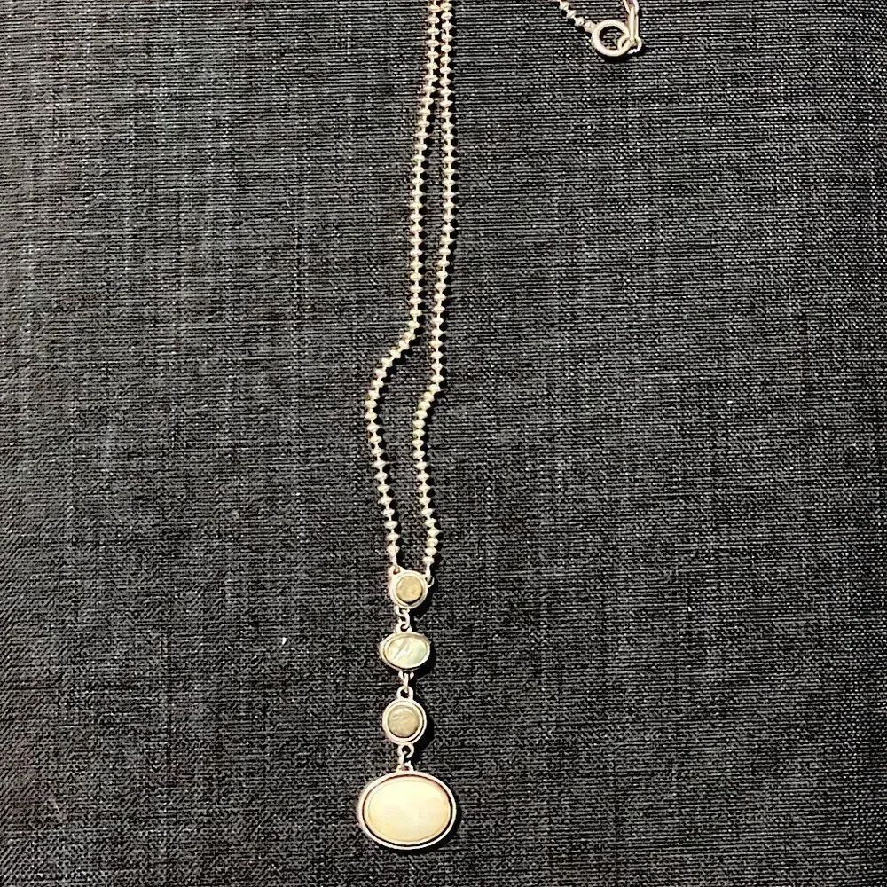 Kenneth Cole 4 Stone (Grey/Cream/Green/Brown ) Stacked Necklace. - Picture 3 of 5